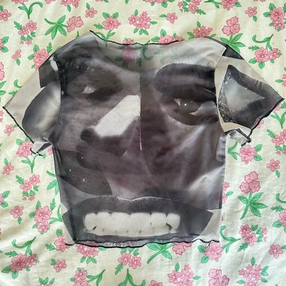 Graphic Eye Mesh Crop Top - Picture 2 of 2